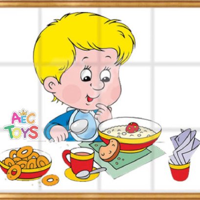 ภาพตัดต่อเด็กรับประทานอาหาร